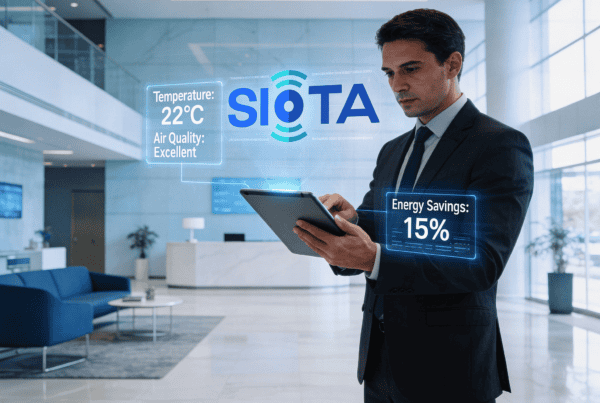 Smart facility management in action — SIOTA's IoT-based HVAC automation gives you real-time control over temperature, air quality, and energy savings, right from your tablet.